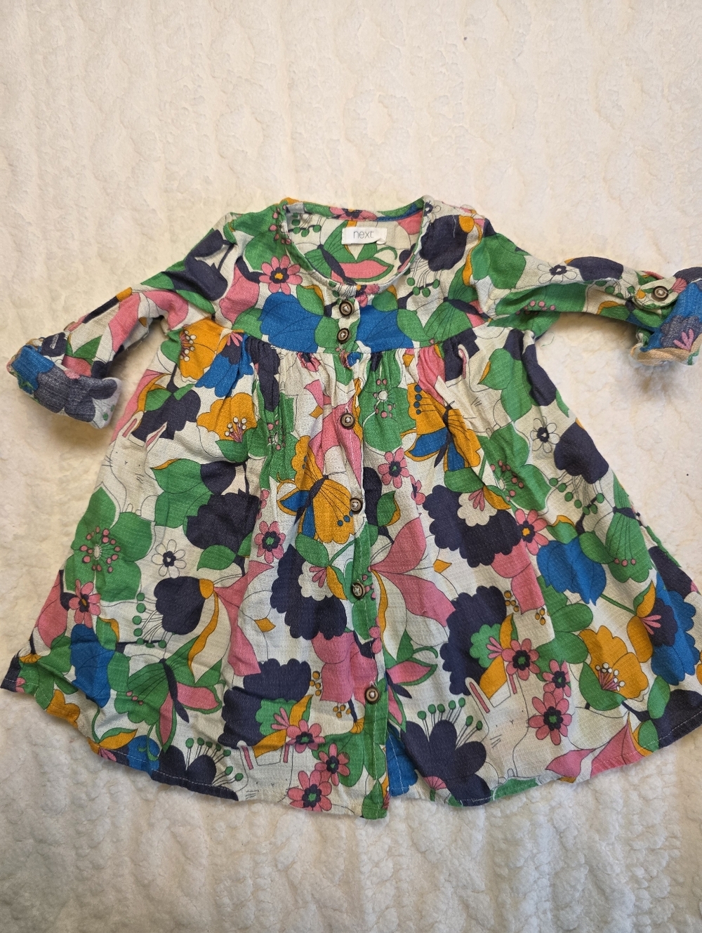 Next Baby Girl Floral Long Sleeve Dress 9-12 Months